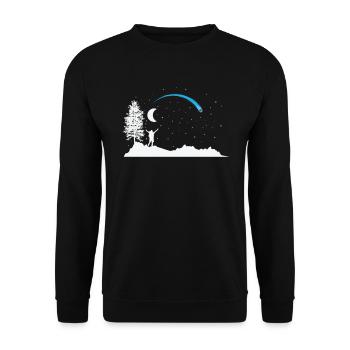Shooting star with moon in the sky - Unisex Sweatshirt - black - Front - Alina (178cm) & Michal (187cm)