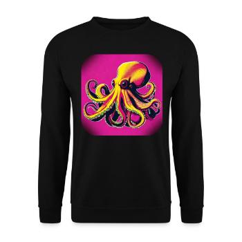 Octopus in 80s style in pink - Unisex Sweatshirt - black - Front - Alina (178cm) & Michal (187cm)