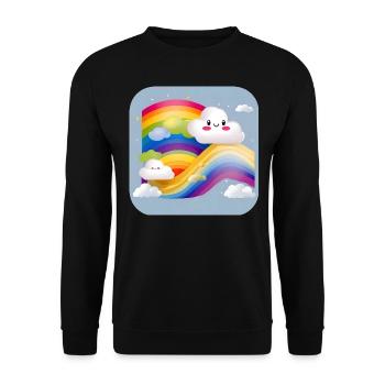 Cute clouds with rainbow - Unisex Sweatshirt - black - Front - Alina (178cm) & Michal (187cm)