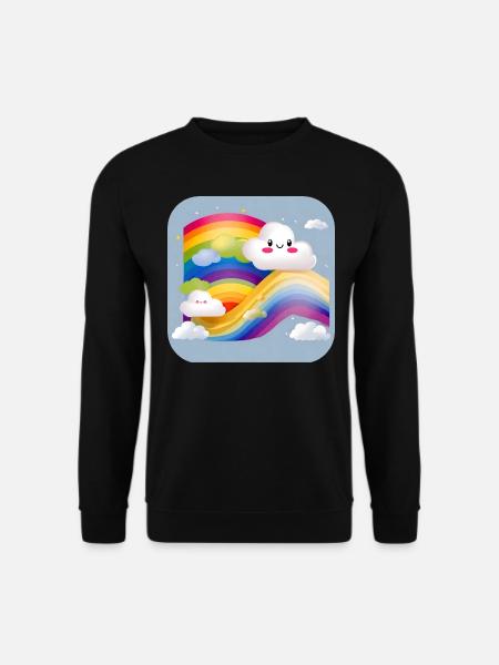 Cute clouds with rainbow - Unisex Sweatshirt - black