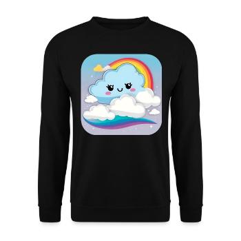 Cute cloud with rainbow - Unisex Sweatshirt - black - Front - Alina (178cm) & Michal (187cm)