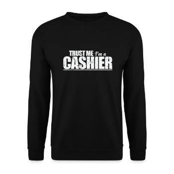 Trust Me I'm a Cashier Supermarket Seller - Unisex Sweatshirt - black - Front - Alina (178cm) & Michal (187cm)