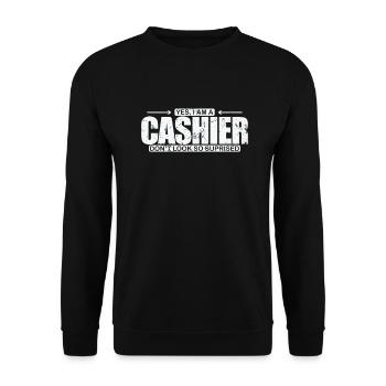 Yew I am a Cashier Don't look so suprised - Unisex Pullover - Schwarz - Vorne - Alina (178cm) & Michal (187cm)