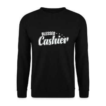 Bless Cashier Verkäufer Supermarkt - Unisex Pullover - Schwarz - Vorne - Alina (178cm) & Michal (187cm)