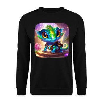 Mignon petit lézard fantastique - Sweat-shirt Unisexe - noir - Devant - Alina (178cm) & Michal (187cm)