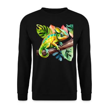 Cute little chameleon - Unisex Sweatshirt - black - Front - Alina (178cm) & Michal (187cm)