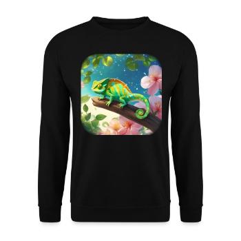 Caméléon avec des fleurs Fleurs - Sweat-shirt Unisexe - noir - Devant - Alina (178cm) & Michal (187cm)