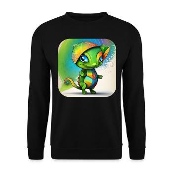 Cute Chameleon - Unisex Sweatshirt - black - Front - Alina (178cm) & Michal (187cm)