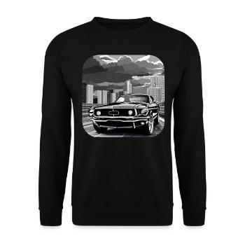 Oldtimer Drift Auto Turbo Rallye - Unisex Pullover - Schwarz - Vorne - Alina (178cm) & Michal (187cm)
