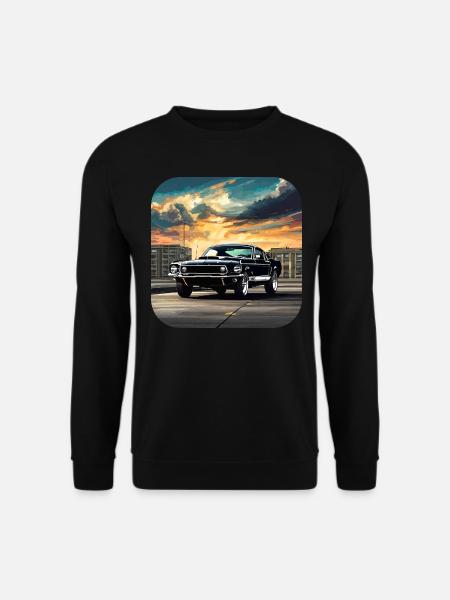 Oldtimer Auto Turbo Rallye im Sonnenuntergang - Unisex Pullover - Schwarz
