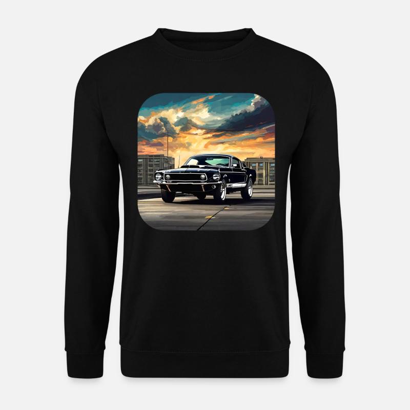 Oldtimer Auto Turbo Rallye im Sonnenuntergang - Unisex Pullover - Schwarz