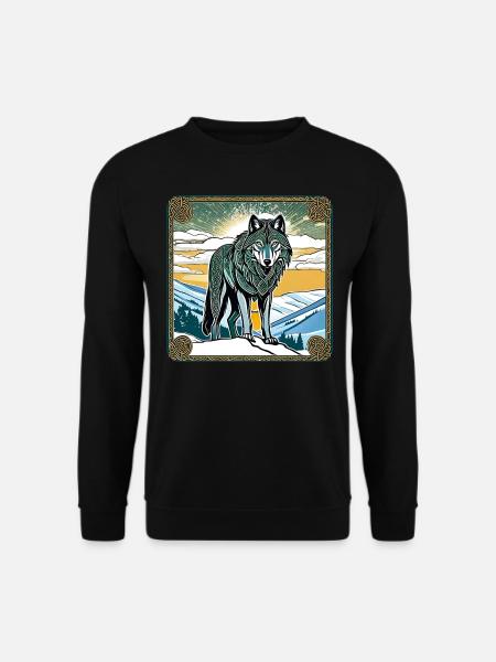 Cooler Wolf im keltischen Style - Unisex Pullover - Schwarz