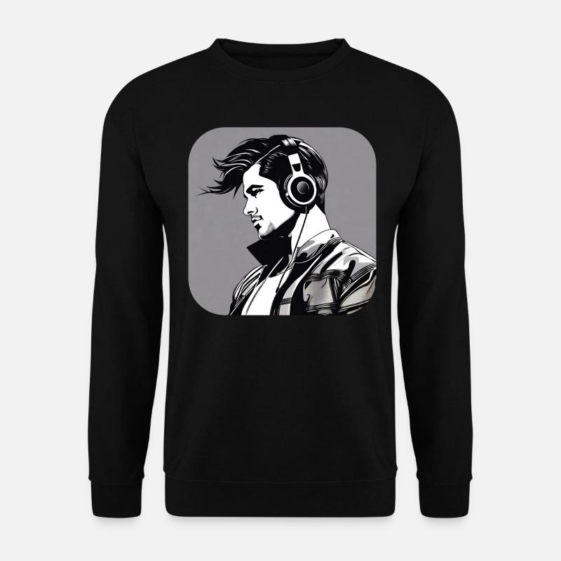 Cool guy with headphones I - Unisex Sweatshirt - black