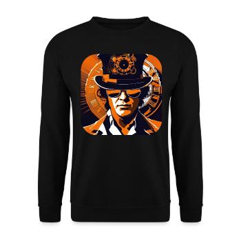 Cooles Steampunk Design - Unisex Pullover - Schwarz - Vorne - Alina (178cm) & Michal (187cm)