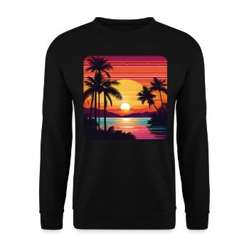 Atmospheric sunset with palm trees - Unisex Sweatshirt - black - Front - Alina (178cm) & Michal (187cm)