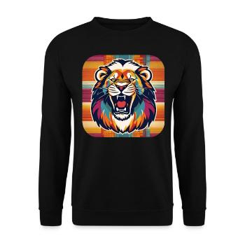 Lion rugissant dans un style rétro - Sweat-shirt Unisexe - noir - Devant - Alina (178cm) & Michal (187cm)