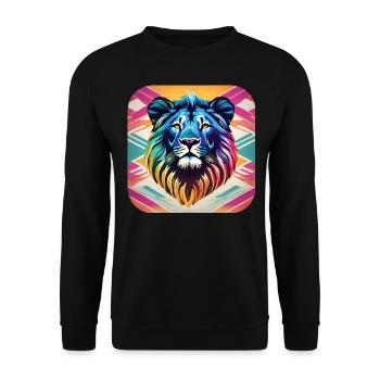Lion in retro style - Unisex Sweatshirt - black - Front - Alina (178cm) & Michal (187cm)