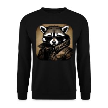 Cool raccoon with sunglasses - Unisex Sweatshirt - black - Front - Alina (178cm) & Michal (187cm)