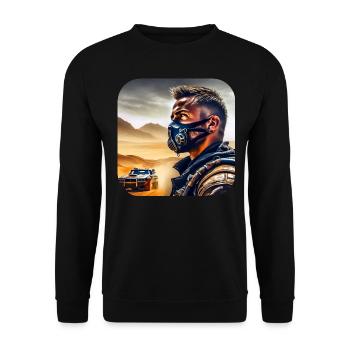 Rudeboy cool avec une voiture steampunk - Sweat-shirt Unisexe - noir - Devant - Alina (178cm) & Michal (187cm)