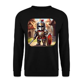 Cute knight in comic book style - Unisex Sweatshirt - black - Front - Alina (178cm) & Michal (187cm)