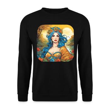 Jolie sorcière avec couronne de fleurs - Sweat-shirt Unisexe - noir - Devant - Alina (178cm) & Michal (187cm)