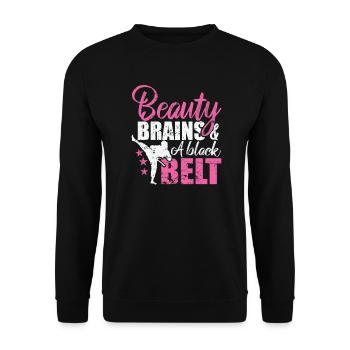 Beauty Brains and a Black Belt Taekwondo - Unisex Sweatshirt - black - Front - Alina (178cm) & Michal (187cm)