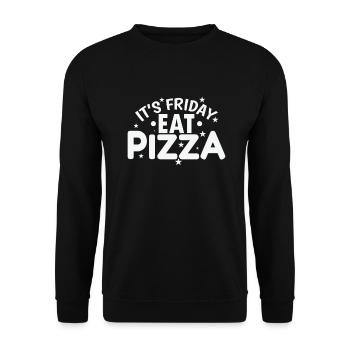 It's Friday Eat Pizza Salami and Cheese - Unisex Sweatshirt - black - Front - Alina (178cm) & Michal (187cm)