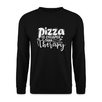 Pizza is cheaper than Therapy Salami - Unisex Sweatshirt - black - Front - Alina (178cm) & Michal (187cm)