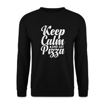 Keep Calm and eat Pizza Italian - Unisex Sweatshirt - black - Front - Alina (178cm) & Michal (187cm)