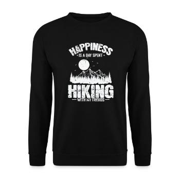Le bonheur, c’est une journée passée à faire de la randonnée avec mes amis - Sweat-shirt Unisexe - noir - Devant - Alina (178cm) & Michal (187cm)