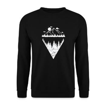 Mountains at night for hiking Outdoor Hobby - Unisex Sweatshirt - black - Front - Alina (178cm) & Michal (187cm)