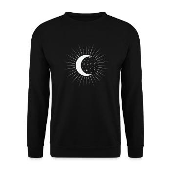 Moon, Pattern, Night Sky, Night - Unisex Sweatshirt - black - Front - Alina (178cm) & Michal (187cm)