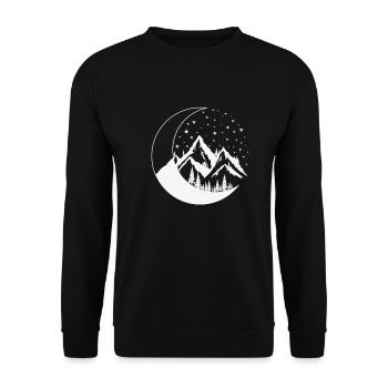 Mountains and Moon Night Sky Orb - Unisex Sweatshirt - black - Front - Alina (178cm) & Michal (187cm)