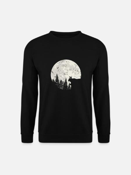 Katze im Mondlicht Nachthimmel Krater - Unisex Pullover - Schwarz