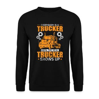 Real Trucker shows up Occupation Long-Distance Transport - Unisex Sweatshirt - black - Front - Alina (178cm) & Michal (187cm)