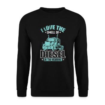 I love the Smell of Diesel Truck Driver - Unisex Sweatshirt - black - Front - Alina (178cm) & Michal (187cm)