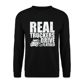 De vrais camionneurs conduisent des remorques à plateau - Sweat-shirt Unisexe - noir - Devant - Alina (178cm) & Michal (187cm)