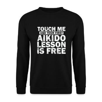 Touchez-moi et votre première leçon d’Aïkido est gratuite - Sweat-shirt Unisexe - noir - Devant - Alina (178cm) & Michal (187cm)