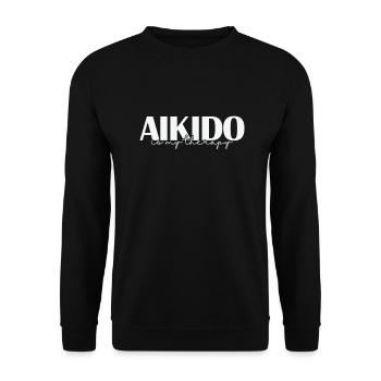 Aikido is my Therapy Kampfsport Training - Unisex Pullover - Schwarz - Vorne - Alina (178cm) & Michal (187cm)