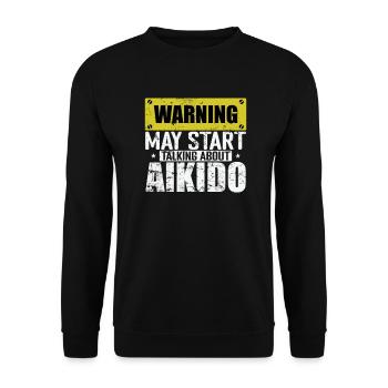 Warning may Start talking about Aikido Sport - Unisex Pullover - Schwarz - Vorne - Alina (178cm) & Michal (187cm)