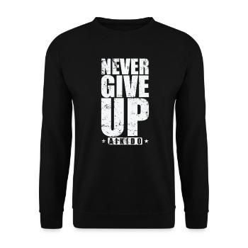Never Give Up Aikido Training Kampfkunst - Unisex Pullover - Schwarz - Vorne - Alina (178cm) & Michal (187cm)