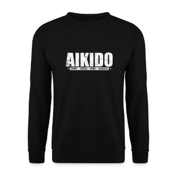 Aikido Sport Health Spirit Success Kampfkunst - Unisex Pullover - Schwarz - Vorne - Alina (178cm) & Michal (187cm)