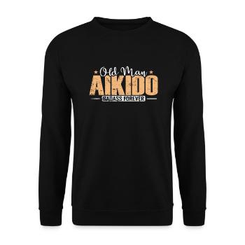 old Man Aikido Badass forever Training - Unisex Pullover - Schwarz - Vorne - Alina (178cm) & Michal (187cm)