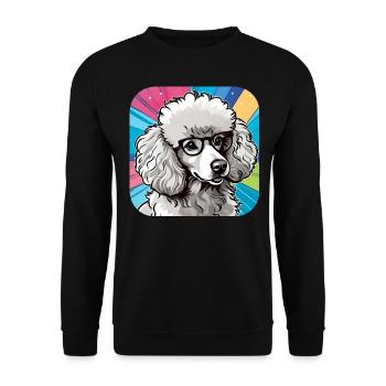Niedlicher Zwergpudel mit Brille II - Unisex Pullover - Schwarz - Vorne - Alina (178cm) & Michal (187cm)