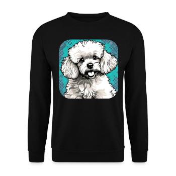 Niedlicher Zwergpudel I - Unisex Pullover - Schwarz - Vorne - Alina (178cm) & Michal (187cm)