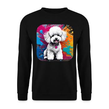 Cute poodle with colorful background - Unisex Sweatshirt - black - Front - Alina (178cm) & Michal (187cm)