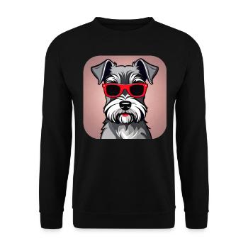 Cute schnauzer dog with glasses - Unisex Sweatshirt - black - Front - Alina (178cm) & Michal (187cm)