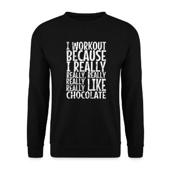 I workout because I really like Chocolate - Unisex Pullover - Schwarz - Vorne - Alina (178cm) & Michal (187cm)