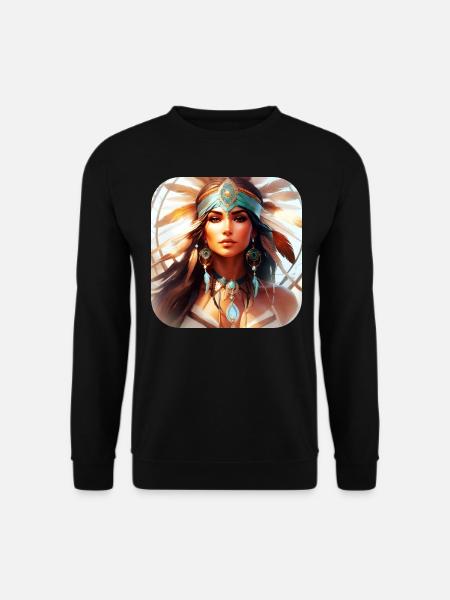 Mystische Schamanin mit Federn IV - Unisex Pullover - Schwarz