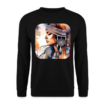 Femme mystique avec des plumes - Sweat-shirt Unisexe - noir - Devant - Alina (178cm) & Michal (187cm)